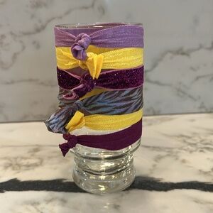NEW ❤️ Set of 6 Purple & Gold / Yellow Hairties